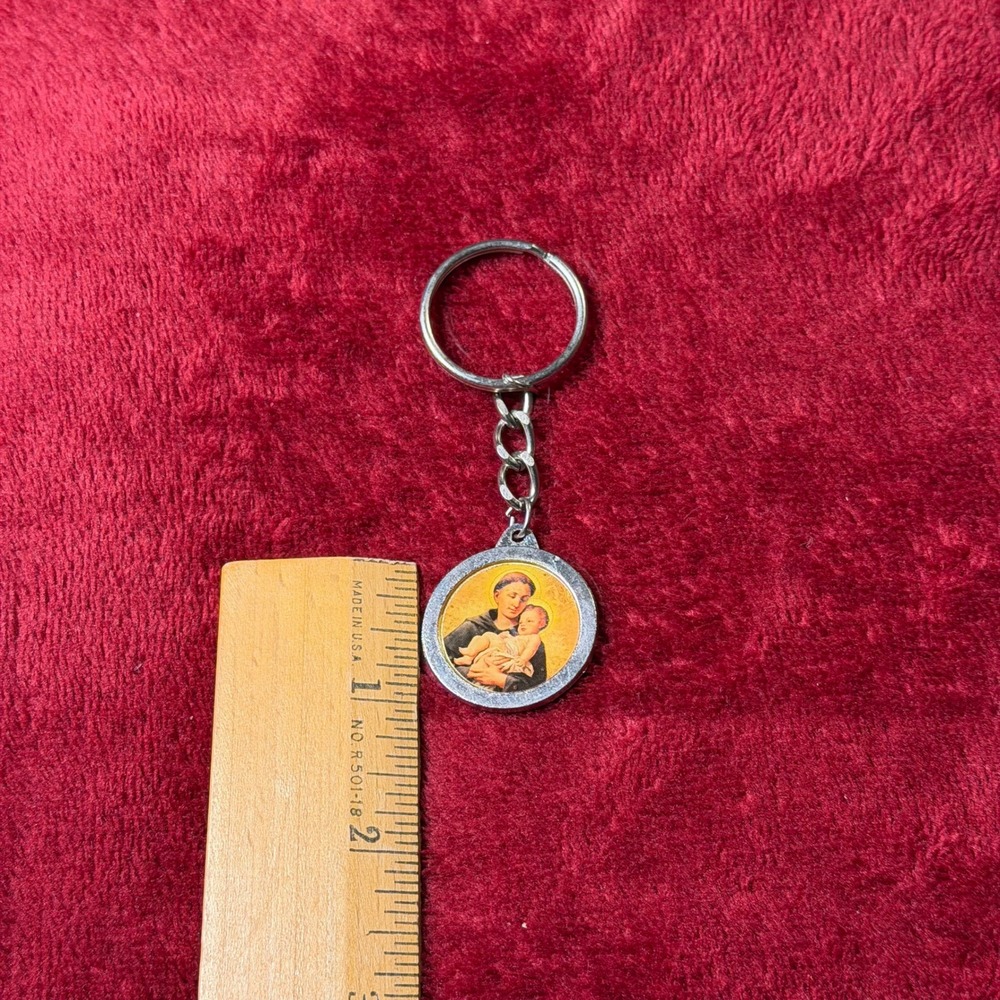 Saint Anthony Blessed Relic Keychain Silver‎ Tone Religious Medal Patron Saint - Picture 5 of 5